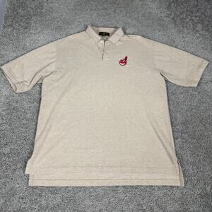 VINTAGE Cleveland Indians Shirt Mens XL Beige Chief Wahoo USA Made MLB Baseball